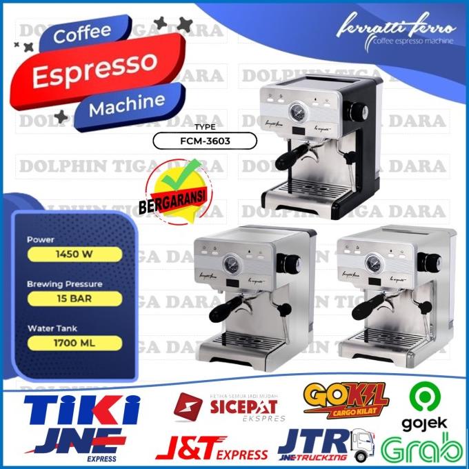 Mesin Espresso Ferro FCM-3603 La Argento, 1700 ml Matte Silver