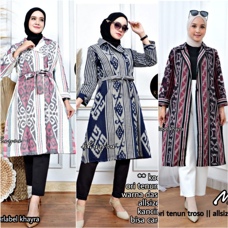Moyna Cardi & Tunik Tenun Troso Lengan Panjang