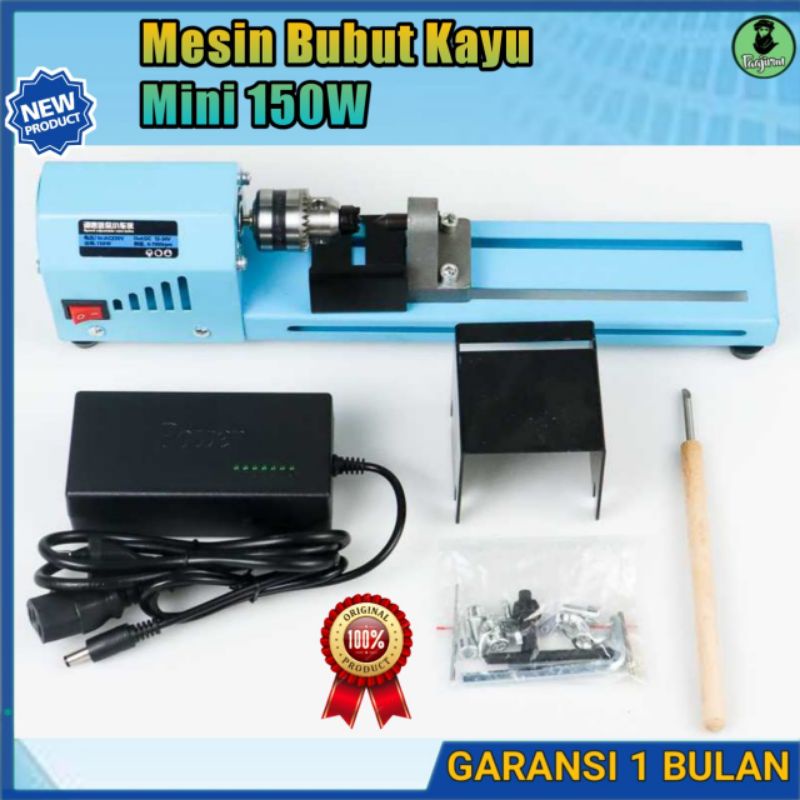 PROMO Mesin Bubut Kayu Mini Lathe Beads Woodworking 150W WOLIKE 7ROT46BL