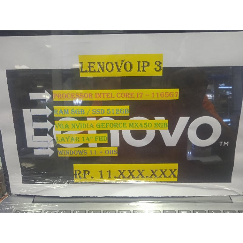 LENOVO IP3 I7 1165G7 8GB SSD 512GB MX450 2GB 14 INCH FHD