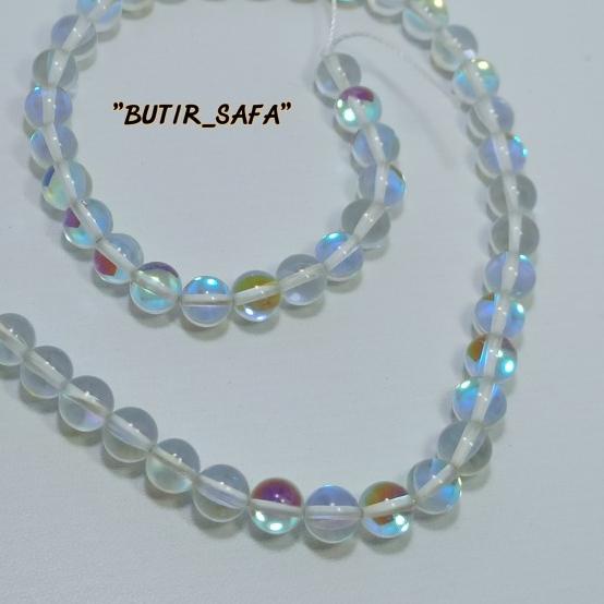 MANIK BATU KALIMAYA INDIA MERMAID ANGEL GLASS 8mm UNTUK GELANG KALUNG - 8mm, 1string/renteng
