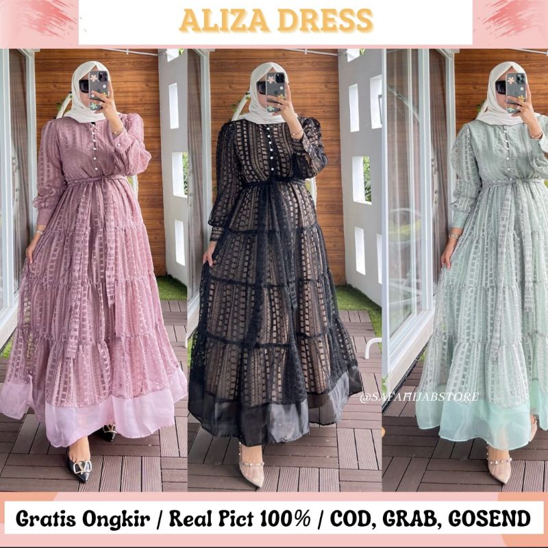 ALIZA DRESS /DRESS KONDANGAN/ GAMIS PESTA SAGE GREEN