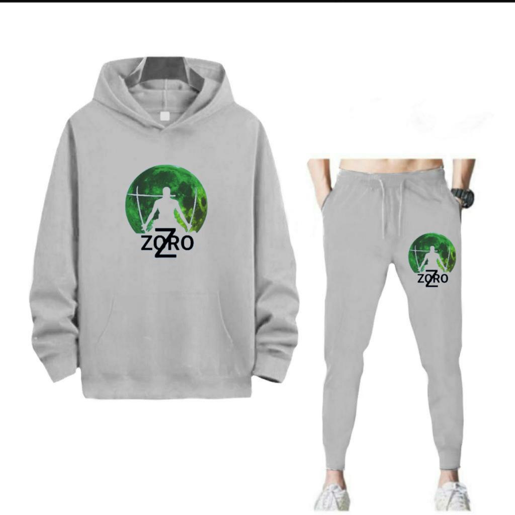 SETELAN ZORO HOODIE DAN CELANA PANJANG MURAH TERLARIS NYAMAN DIPAKAI