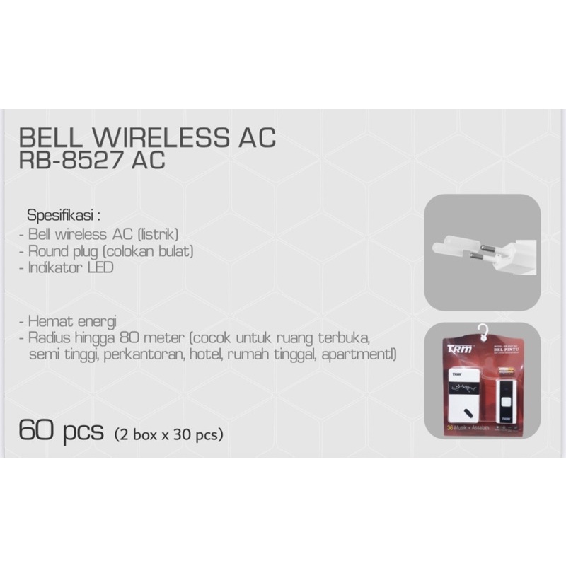 BEL PINTU WIRELESS TANPA KABEL AC 8527 TRM