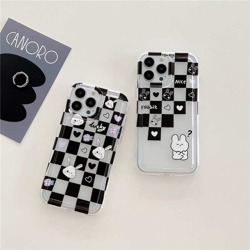 Soft Case TPU Motif Catur Hitam Putih Untuk IPhone 14 13 12 11 Pro Max