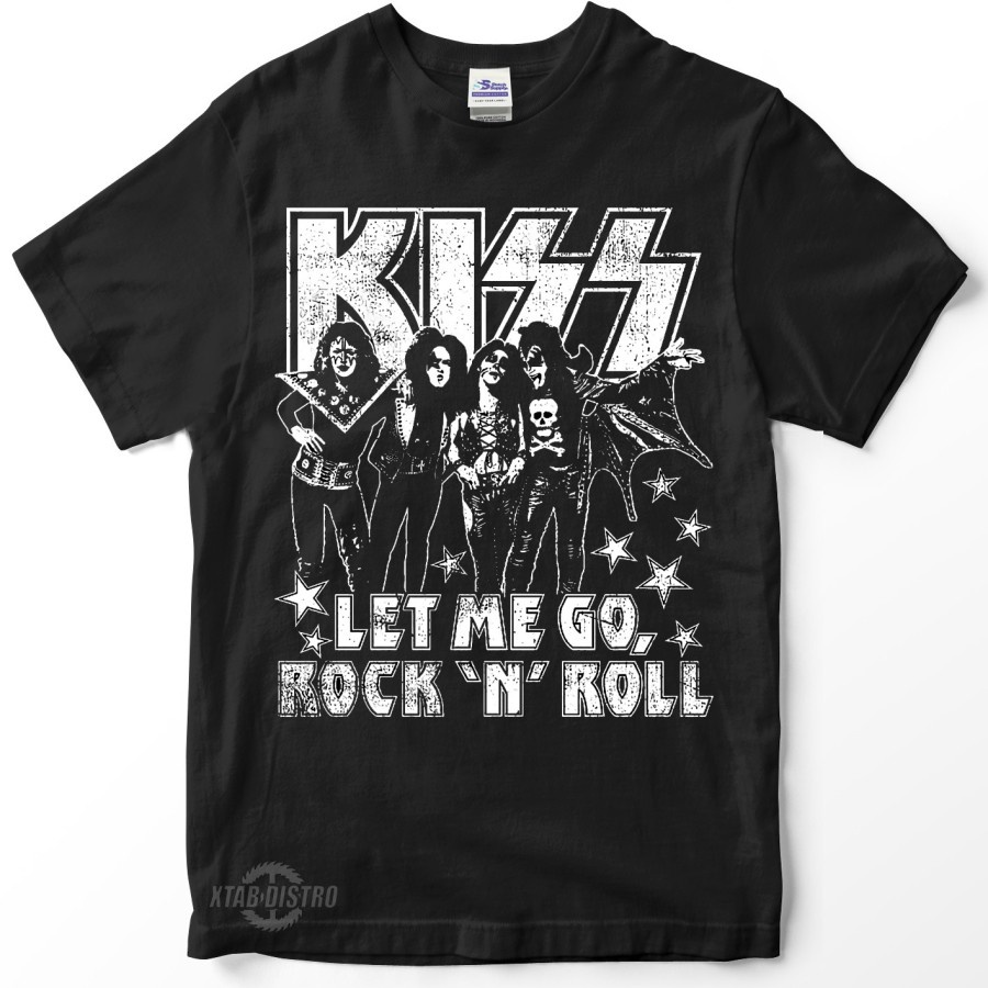 Kaos KISS LET ME GO ROCK N ROLL Kaos Band Rock N Roll Vintage
