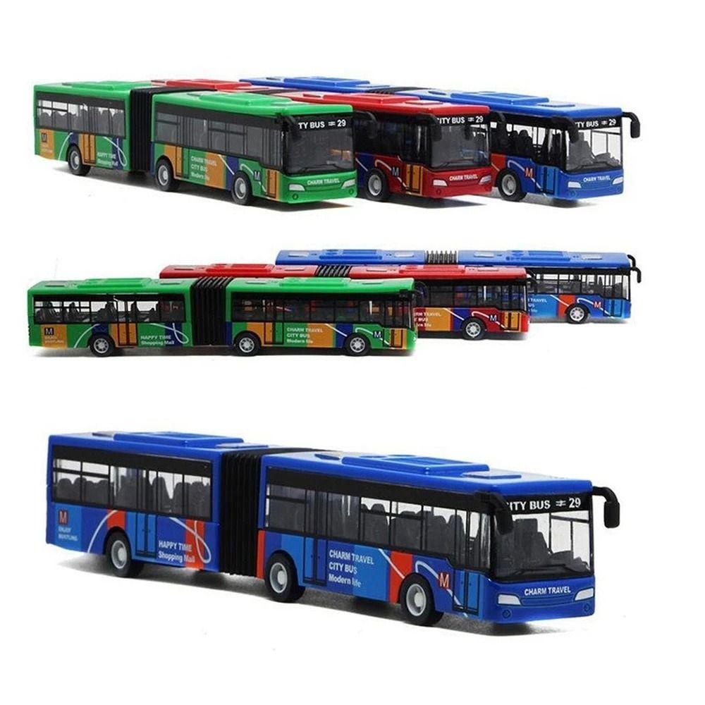 NEEDWAY Diecast Bus Mainan Hadiah Ulang Tahun Hadiah Untuk Anak Kendaraan Set Mainan Kendaraan Mobil Model Bis Mainan Edukasi Articulated Bus