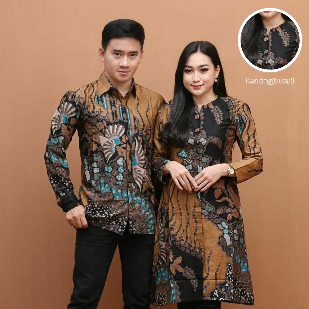 Batik alina Tunik Batik Couple Modern Atasan Batik Wanita dan Pria Baju Batik Wanita Blouse Batik Seragam Batik M L XL XXL