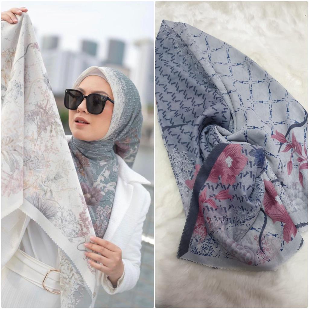 Jilbab segi empat Motif Abstrak Bunga Scraft abstrak Bunga By Keyla Scraf