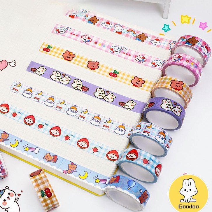 5Pcs/Set Washi Tape Kartun Lucu Korea Washi Tape Sticker Kertas Stiker Untuk DIY Dekorasi Buku Diary Alat Tulis-Doo