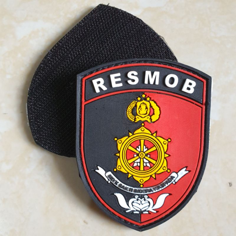 patch rubber logo resmob / brimob / polisi / police / polri / tempelan emblem karet velcro