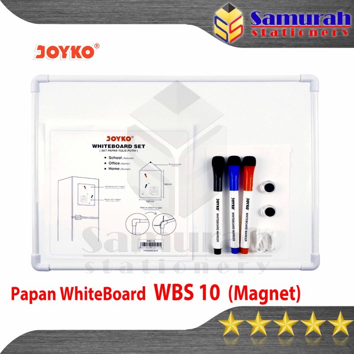 

Papan Tulis Papan Whiteboard Set Magnetic Joyko Wbs 10 / Wb Putih Magnet Kulkas