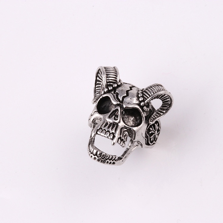 Cincin Desain Kepala Tengkorak Gaya punk Eropa Amerika Untuk Pria
