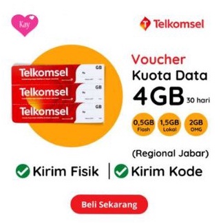 Voucher Kuota Internet TELKOMSEL 4GB Masa Aktif 30 Hari
