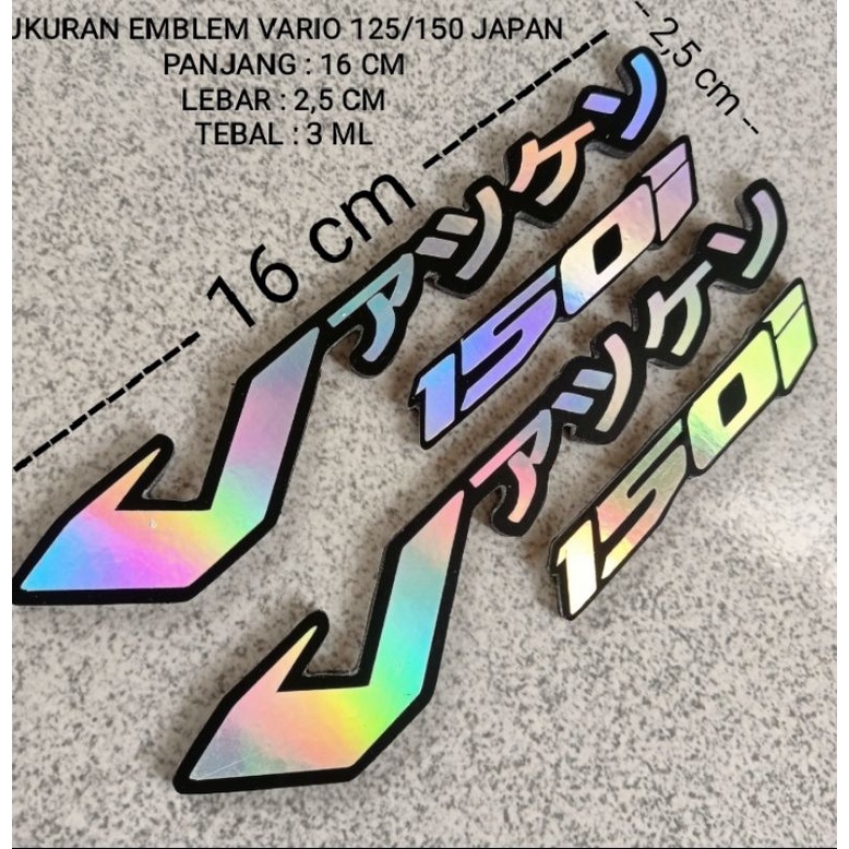 Emblem honda vario 125 150 logo japan timbul 3D warna lengkap sepasang
