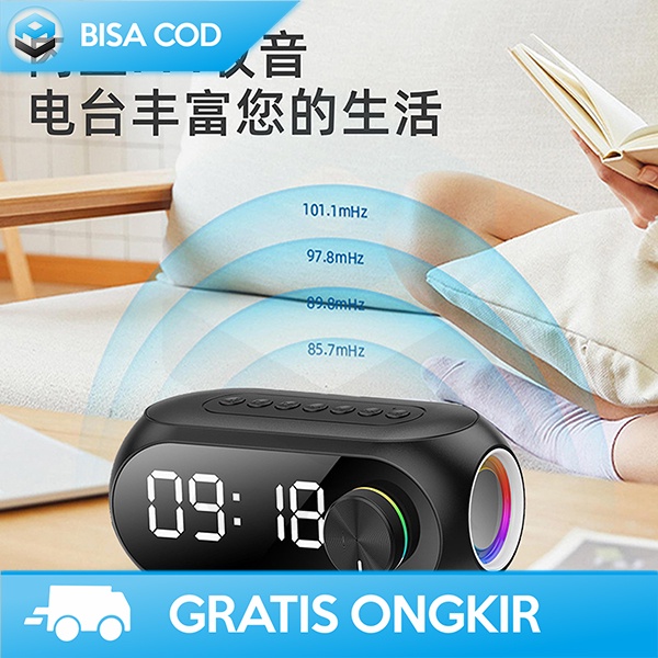 SPEAKER JAM ALARM CLOCK BLUETOOTH V5.1 WITH LED COLORFUL MIRROR SCREEN