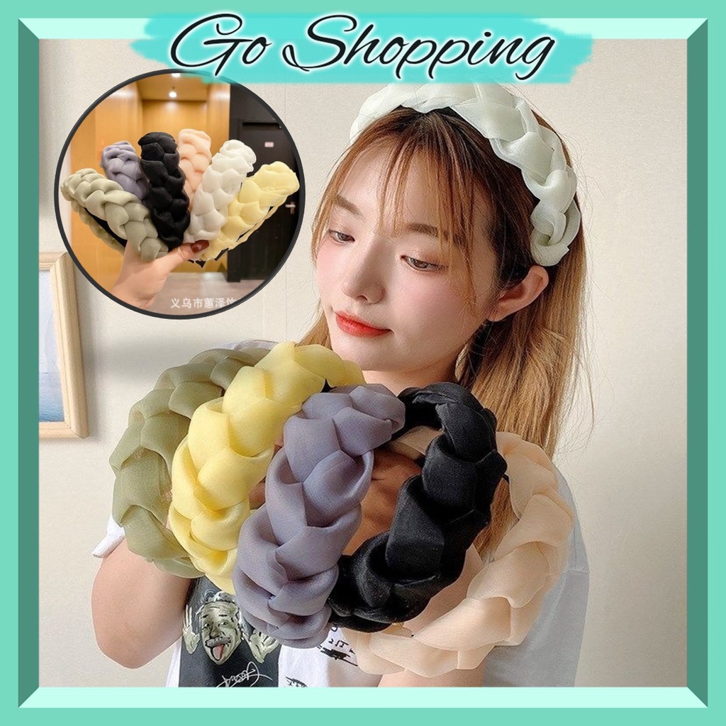 GO! BD949 BANDO NAGITA KEPANG BANDANA SCRUNCHIE ALA KOREA KOREAN HEADBAND TEBAL BESAR JALIN ORGANZA