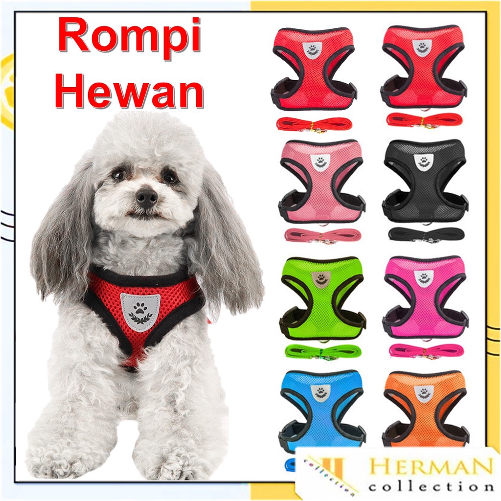 Jual HC Rompi Harness Kucing Tali Tuntun Traksi Anjing Reflektif