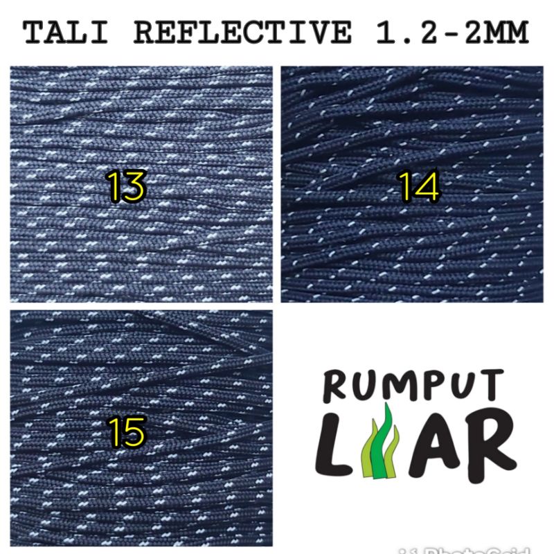 Tali Reflektif 1,2mm 1,5mm 2mm Prusik Paracord 1.2mm 1.5mm 1.7mm Gelang Strap Bag Charm Reflective Nyala