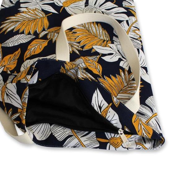 Pamole - Tote Bag Kekinian Bahan Kanvas Motif Tropical Dongker