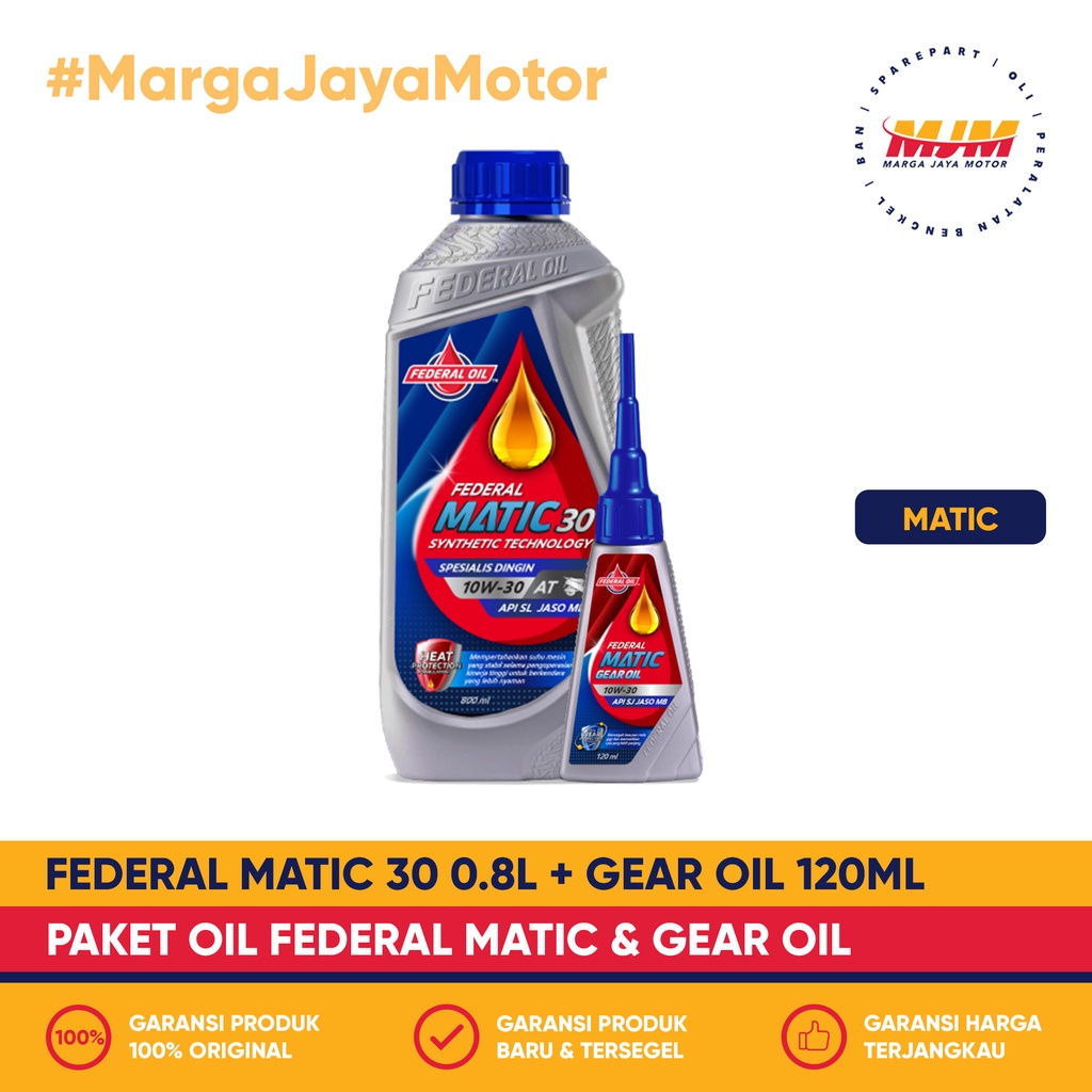 Paket Oli Federal Matic 30 0.8L + Federal Gear Oil 120ml