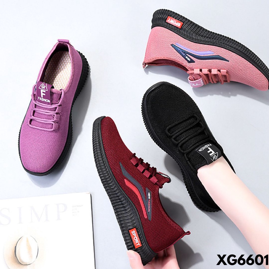 SEPATU SNEAKERS WANITA PRAKTIS KEKINIAN MOTIF WARNA CANTIK BAHAN FLYKNIT IMPORT G6601