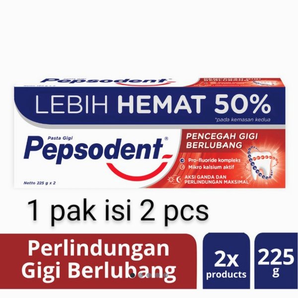 PEPSODENT PASTA GIGI PAKET LEBIH HEMAT 50%     2X 225G ODOL