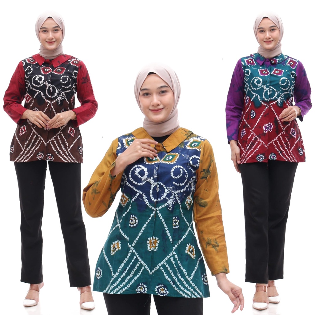BLOUSE BATIK SASIRANGAN WANITA SIZE M L XL XXL