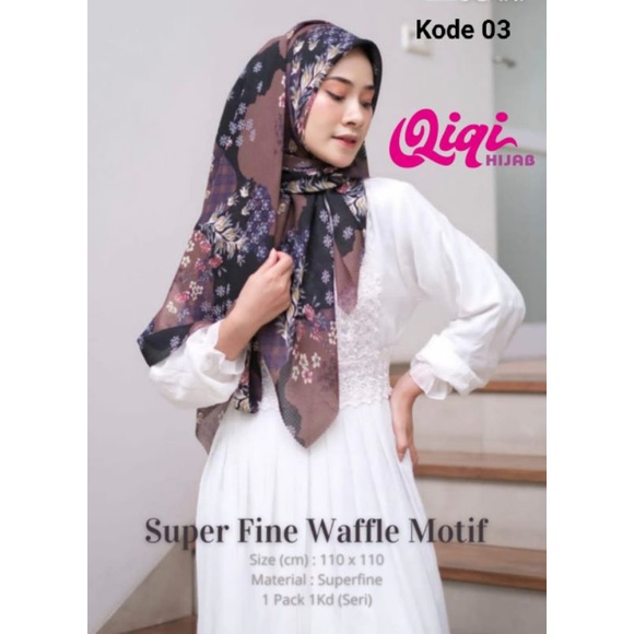 (Qiqi Hijab) SUPER FINE WAFFLE MOTIF •segiempat superfine