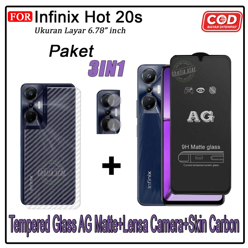 PAKET 3IN1 Ceramic Privacy Matte Infinix Hot 20s 20I 20 5G 20 Play Hot 12 Pro Hot 12 play Zero 20 Zero 5G 2023 Anti Spy Full Cover