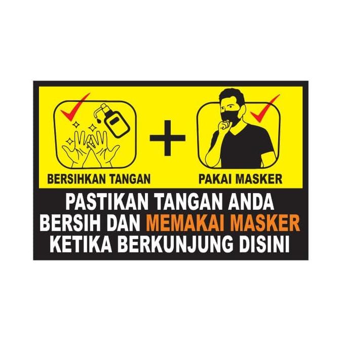 

stiker pakai masker jika disini + cuci tangan t-zerosticker Juara