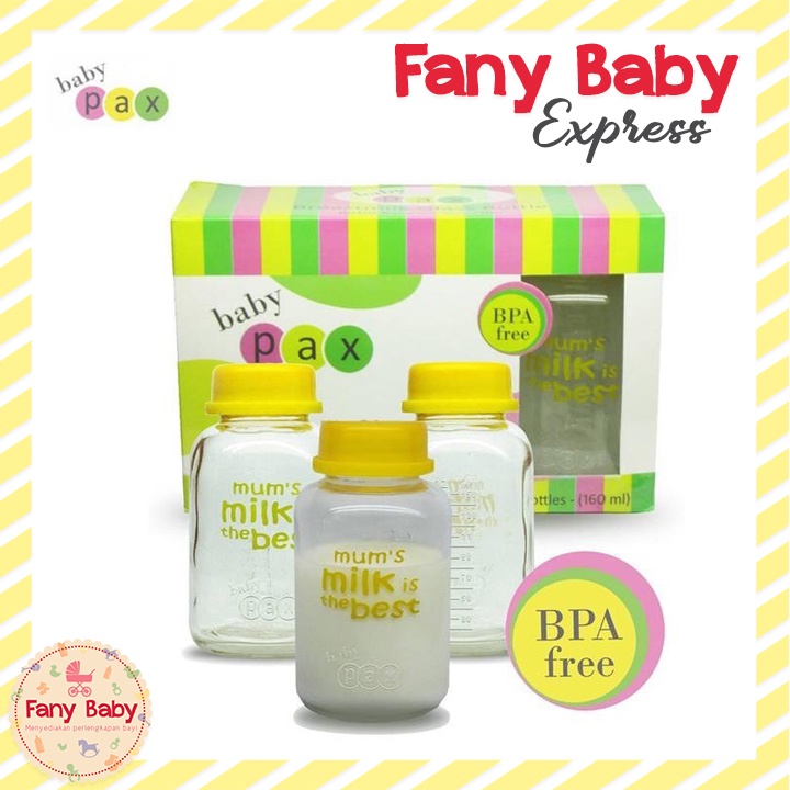 BABY PAX BOTOL KACA ASI (3PCS) / 150ML