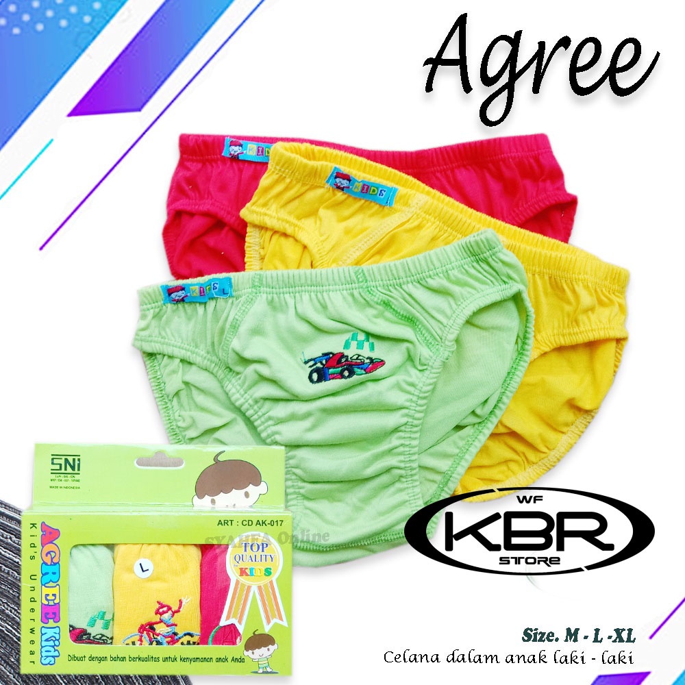 { 3 Pcs }Celana Dalam Anak Pria Agree Kids AK 17 / Cd agree kids AK 20 wf store