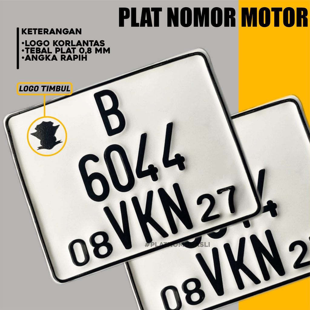 Plat motor kotak putih untuk motor vespa