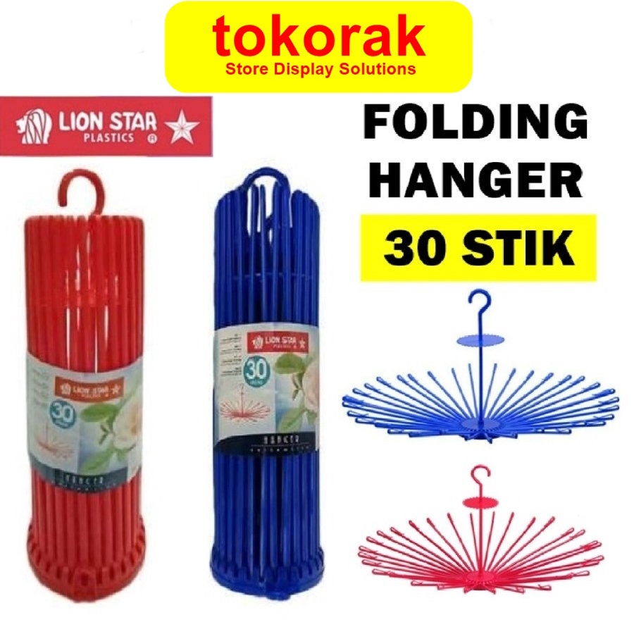 FOLDING HANGER 30 STIK LION STAR GB-23 - GANTUNGAN BULAT - JEMURAN BAJU BAYI