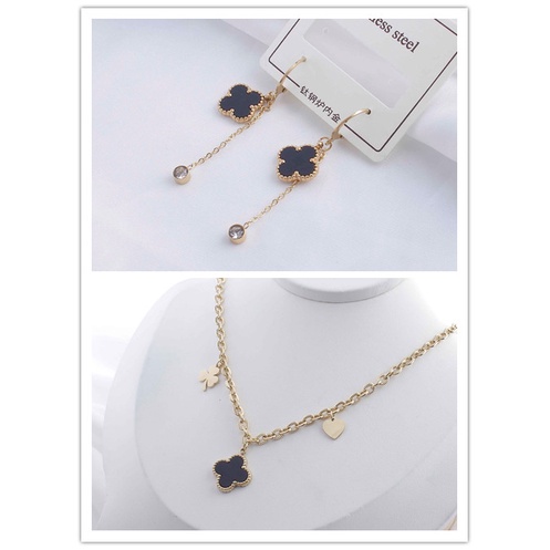 Set Titanium Kalung Dan Anting Permata Perhiasan Wanita 8366/8913