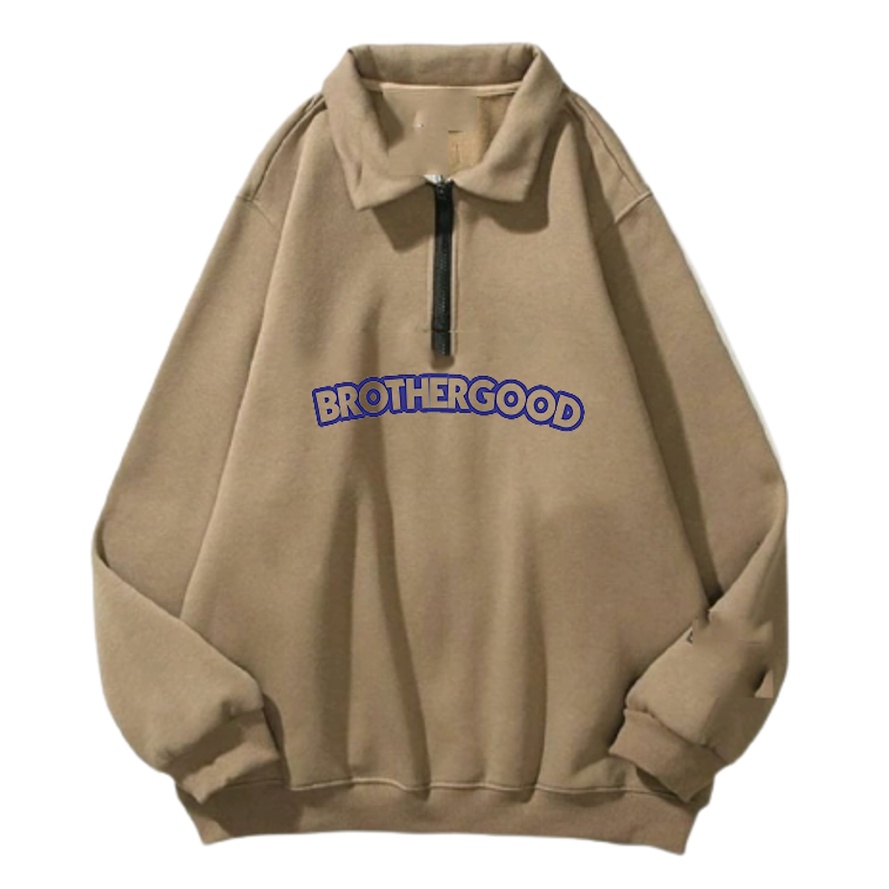 HALFZIP SWEATSHIRT BASIC BROTHERGOOD BRAND 2022 TERBARU SWEATSHIRT PREMIUM | Brothergood  Halfzip Sweater Sweatshirt Unisex Premium - Cream