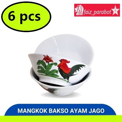 Mangkok Ayam 6 pcs / Mangkok Bakmi / Mangkok Bubur /Mangkok Cap Ayam Jago