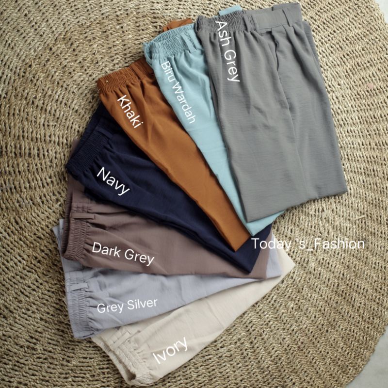 Premium Celana Kulot Crinkle Highwaist Wanita Loose Cullote Pants Panjang Celana Kerja Kantor