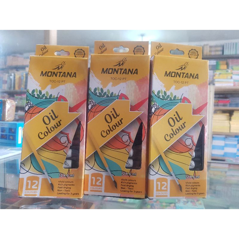 

Cat Minyak 12 Warna. Merek Montana