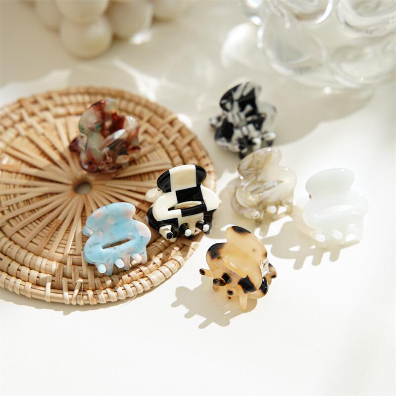 LEOPARD MARBLE PATTERN PONYTAIL SMALL HAIRCLIP HAIR CLAW CLIP JEPIT JEPITAN RAMBUT PONI KOREA KOREAN STYLE MINI KECIL CUTE MACAN TUTUL MOTIF WARNA WARNI RETRO LUCU