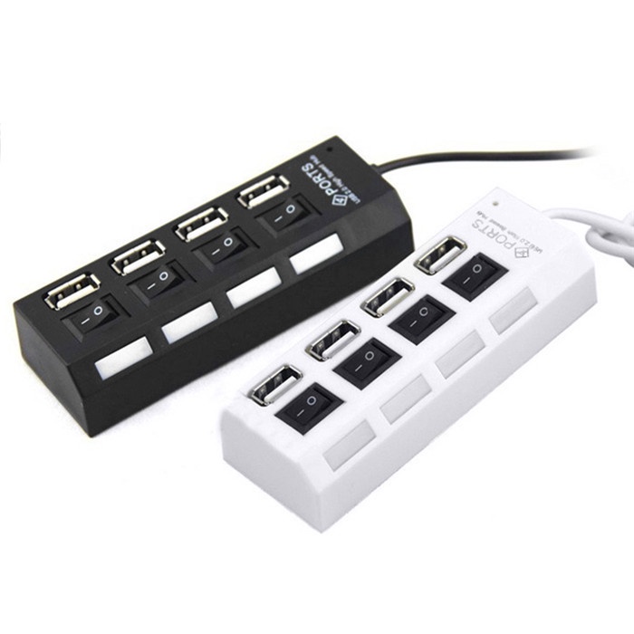 Hub 7 Port USB 2.0 Kecepatan Tinggi Dengan Lampu LED + power switch ON-OFF 4-Port