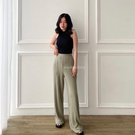 Kulot Highwaist Wanita Bahan Knit Premium Yuna Cullote Pants High Quality