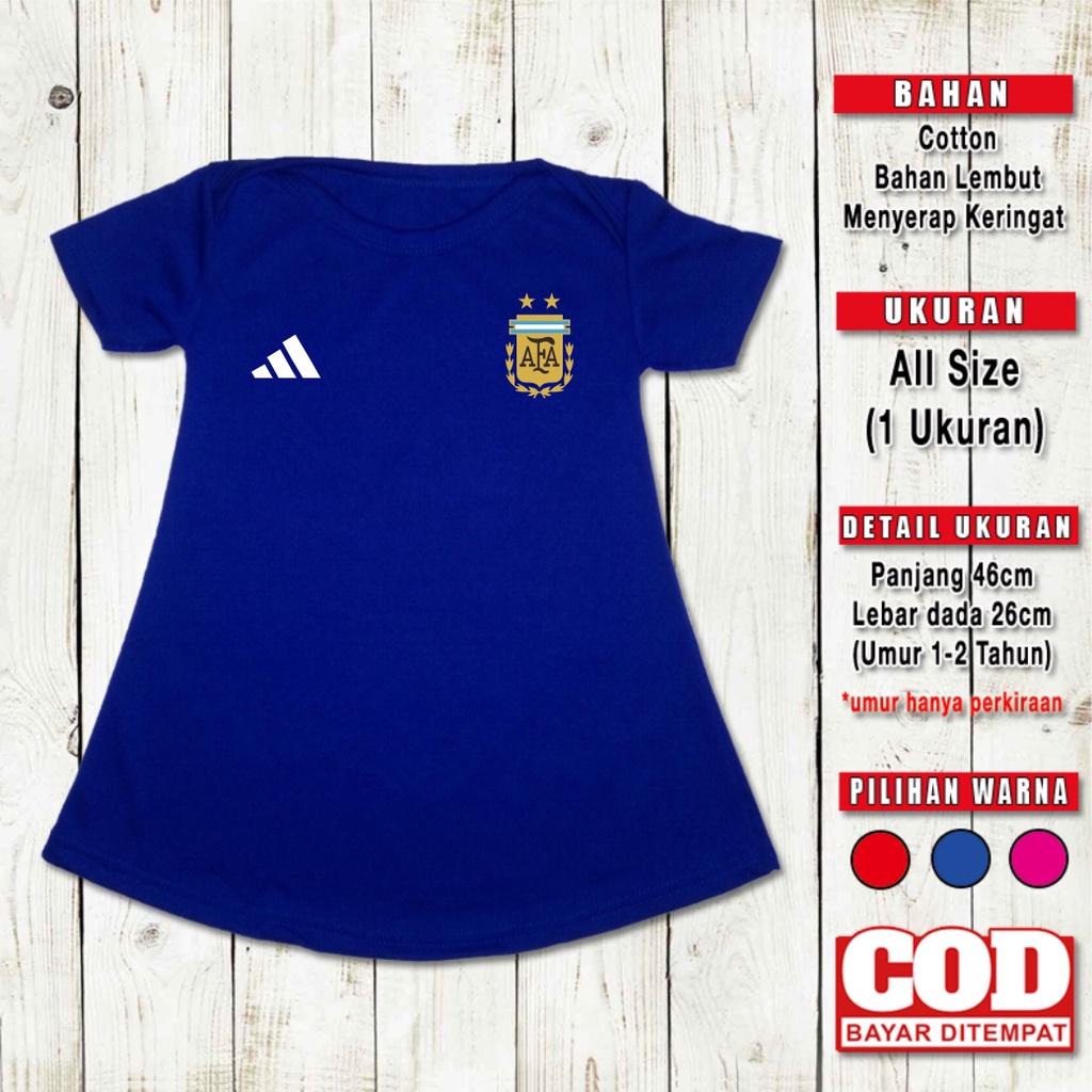 dress dres anak cewek Argentina pakaian sepak bola bayi set kaos baju kado anak balita baby polos ka