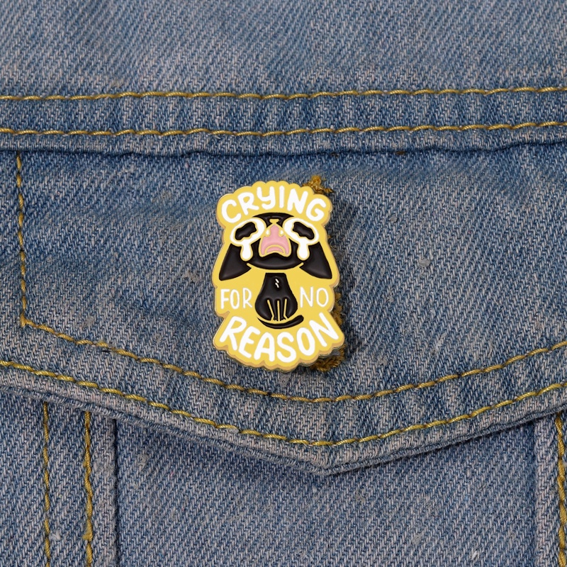 Bros Pin Enamel Bentuk Kartun Hewan Anjing Menangis Untuk Hadiah Teman