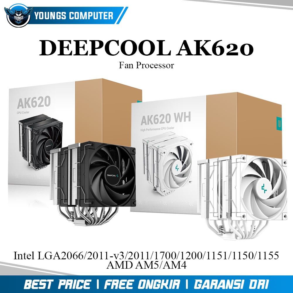 CPU COOLER DEEPCOOL AK620 DUAL FAN 12CM LGA1700 ( BLACK / WHITE )
