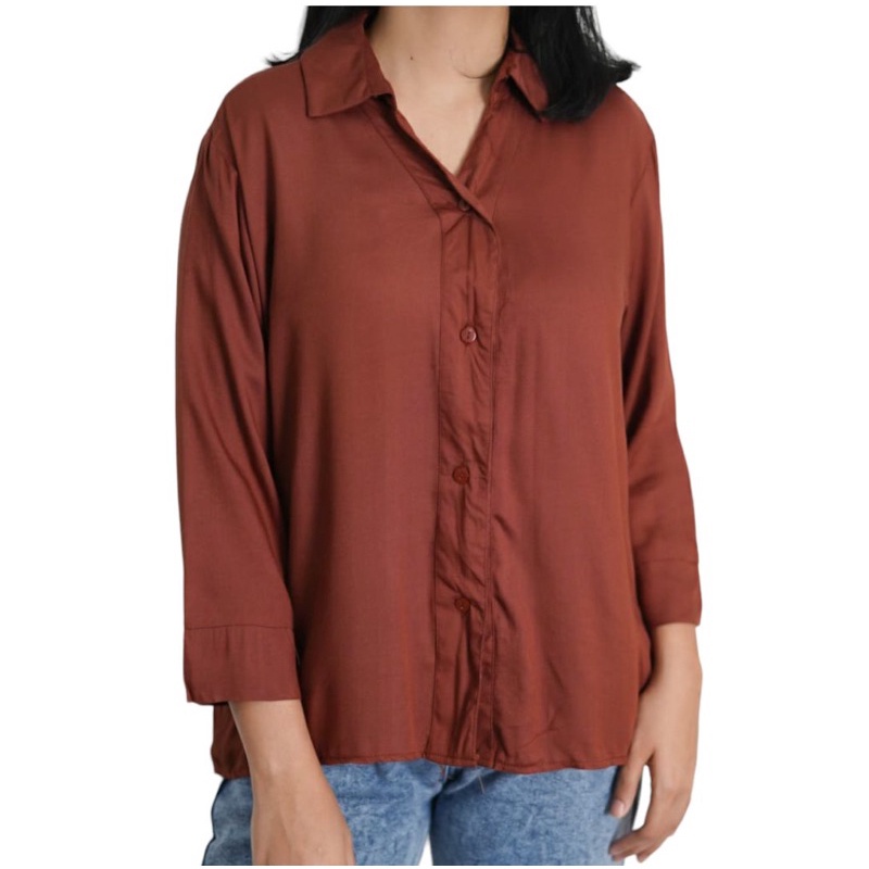 BEFAST - ZFS OOTD Kemeja DAITA / DENADA RAYON DIAMOND VNECK DAILY SHIRT / Kemeja Polos Formal / Pakaian Kerja Casual Wanita / Atasan Lengan panjang / Kemeja Terlaris / Fashion Kekinian Wanita Modis Trendy / Hem Termurah