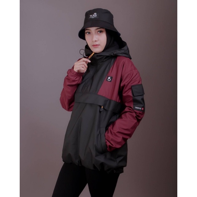 Jaket Cougle The Bojiel Skateboard Black Maroon Jaket Parasut Jaket Pria Jaket Outdoor