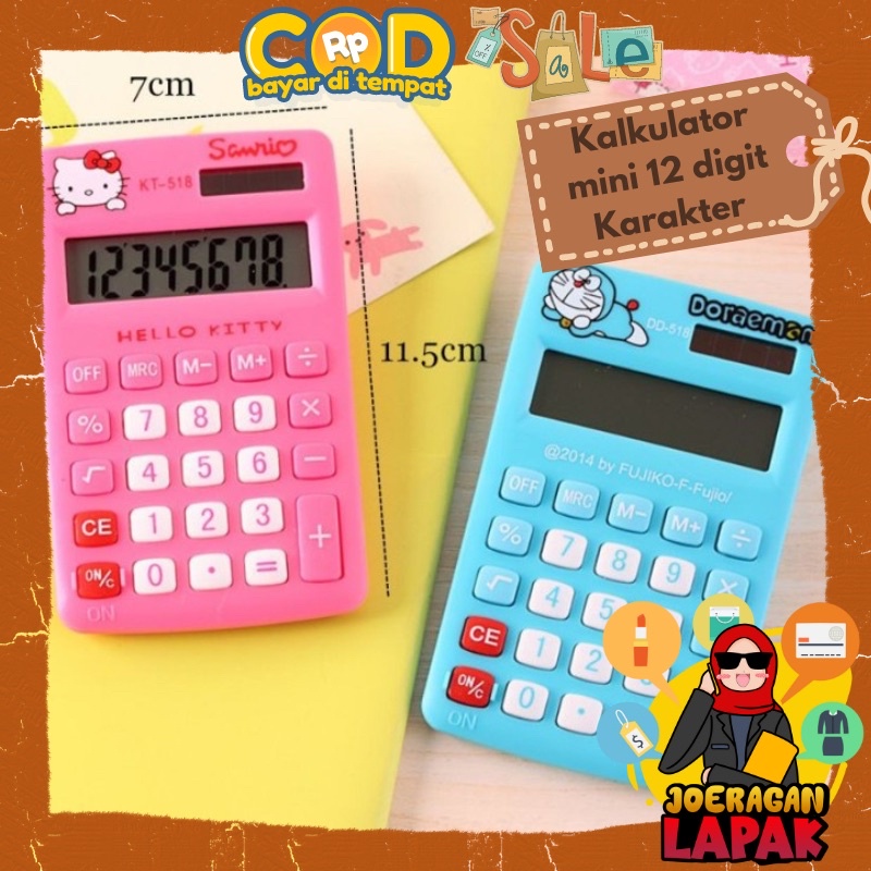 

⭐️JOERAGANLAPAK⭐️KALKULATOR MINI 12 DIGIT KARAKTER DORAEMON HELLOKITTY PORTABLE