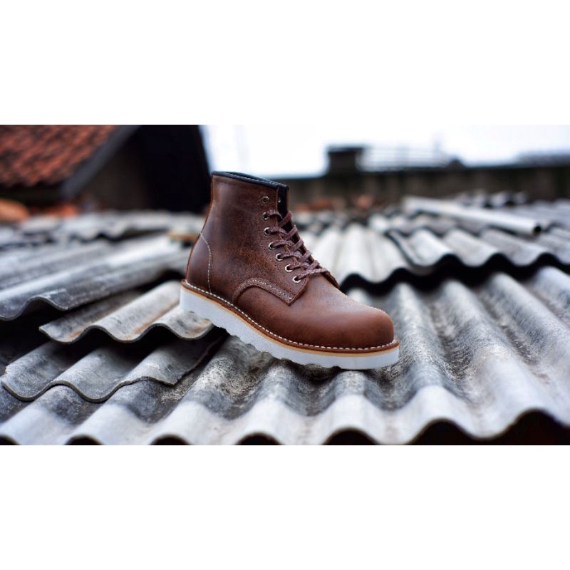 Moc Toe Plain Toe Map Inc - Sepatu Moc Toe Plain Toe Model Redwing Kulit Sapi Asli